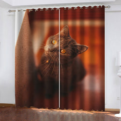 Animal Cute Cat Curtains Blackout Window Drapes (Online Order Only)