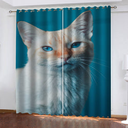 Animal Cute Cat Curtains Blackout Window Drapes (Online Order Only)