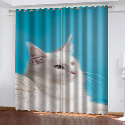 Animal Cute Cat Curtains Blackout Window Drapes (Online Order Only)