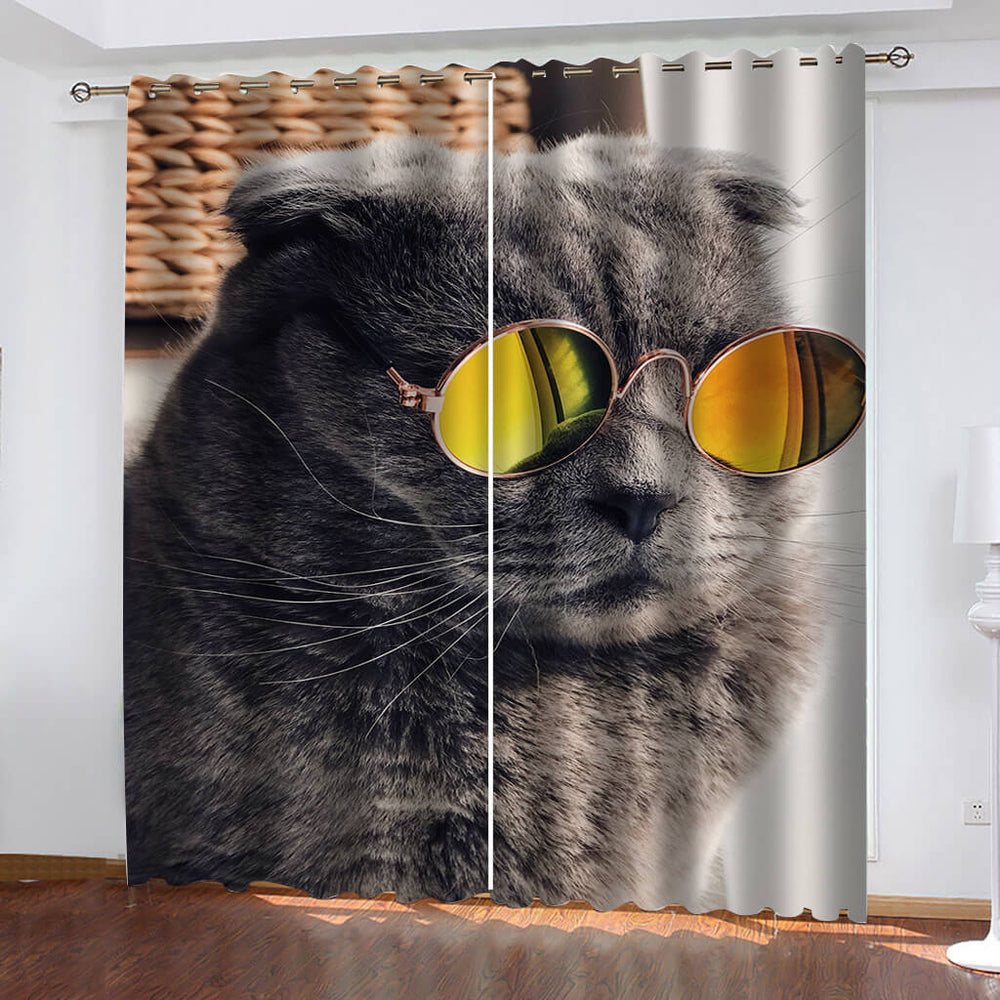 Animal Cute Cat Curtains Blackout Window Drapes (Online Order Only)