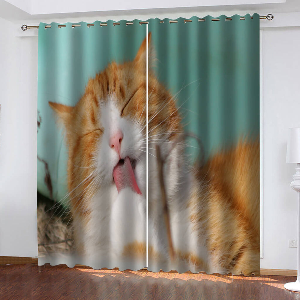 Animal Cute Cat Curtains Blackout Window Drapes (Online Order Only)