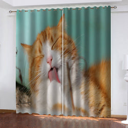 Animal Cute Cat Curtains Blackout Window Drapes (Online Order Only)