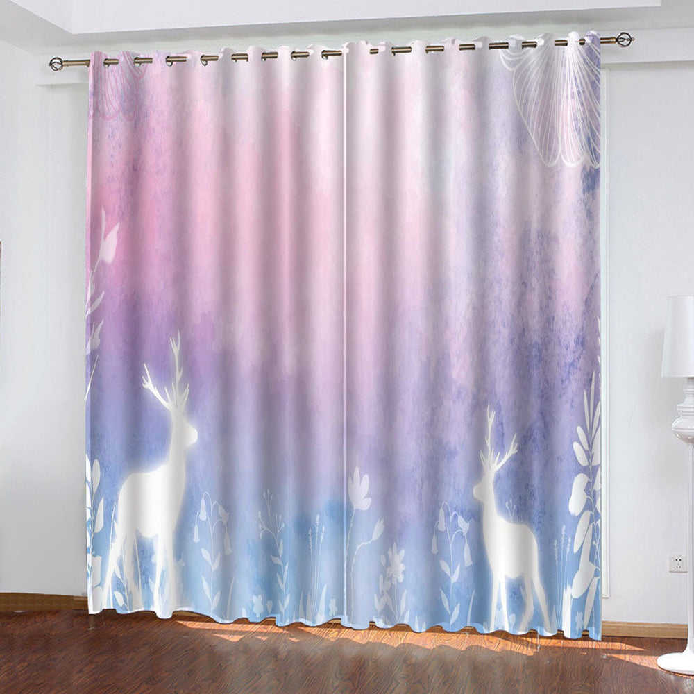 Animal Deer Curtains Pattern Blackout Window Drapes (Online Order Only)