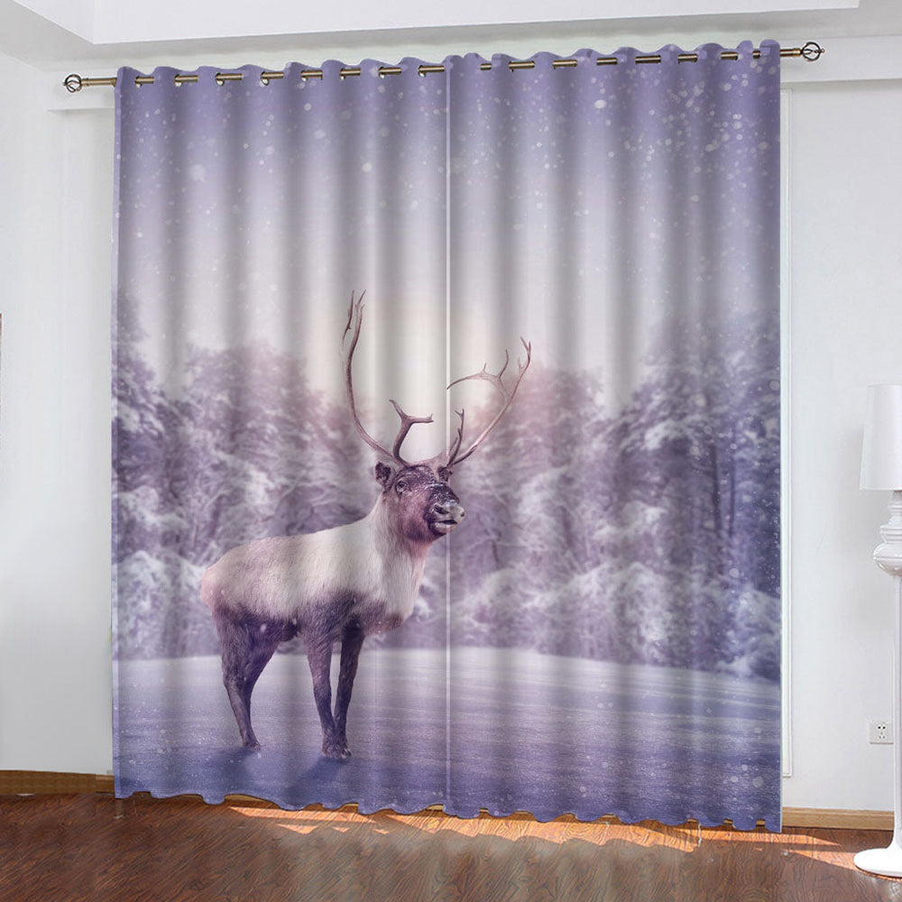 Animal Deer Curtains Pattern Blackout Window Drapes (Online Order Only)