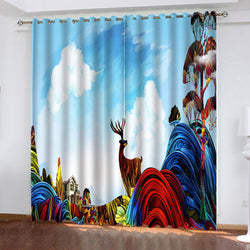 Animal Deer Curtains Pattern Blackout Window Drapes (Online Order Only)