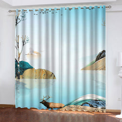 Animal Deer Curtains Pattern Blackout Window Drapes (Online Order Only)