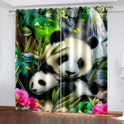 Animal Panda Curtains Pattern Blackout Window Drapes (Online Order Only)