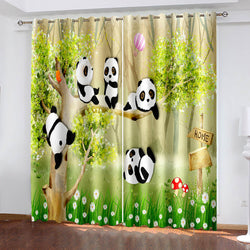 Animal Panda Curtains Pattern Blackout Window Drapes (Online Order Only)