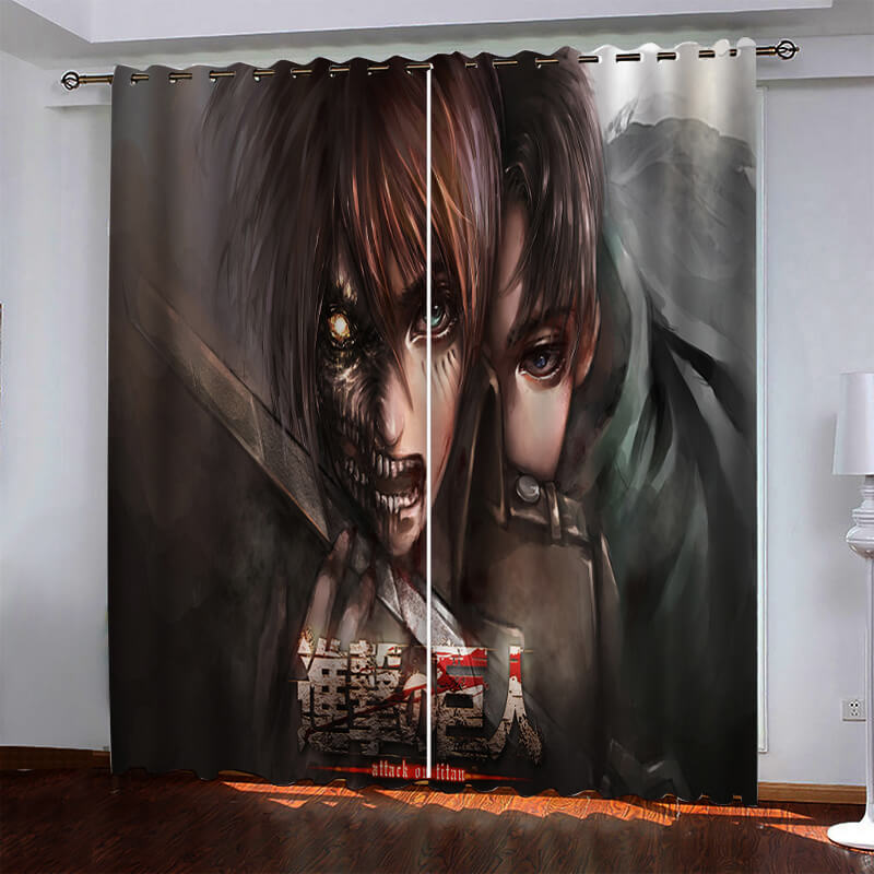 Anime Attack On Titan Pattern Curtains Blackout Window Drapes (Online Order Only)