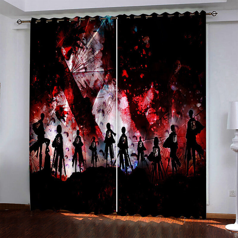 Anime Attack On Titan Pattern Curtains Blackout Window Drapes (Online Order Only)