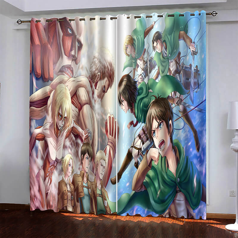 Anime Attack On Titan Pattern Curtains Blackout Window Drapes (Online Order Only)