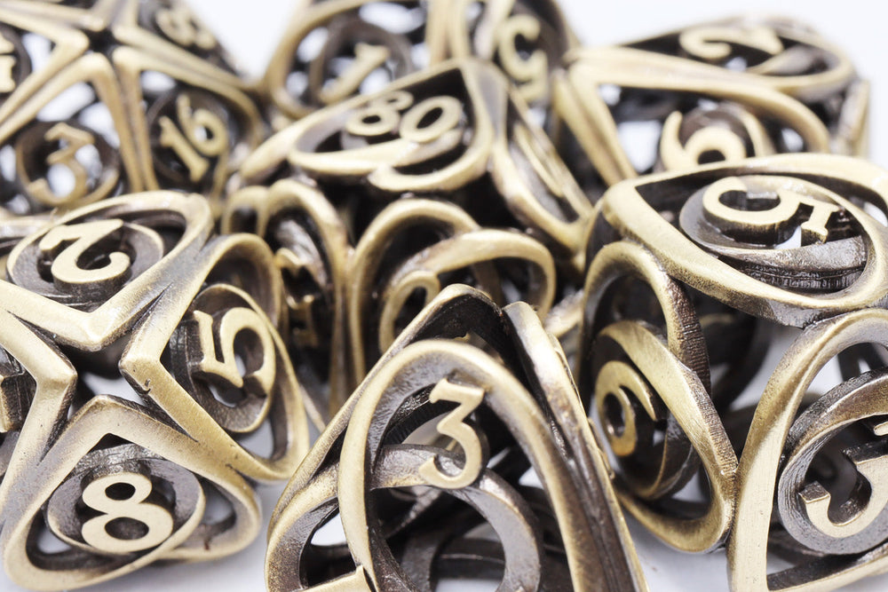 Hollow Hearts: Antique Bronze - Metal RPG Dice Set (ONLINE ORDER ONLY)