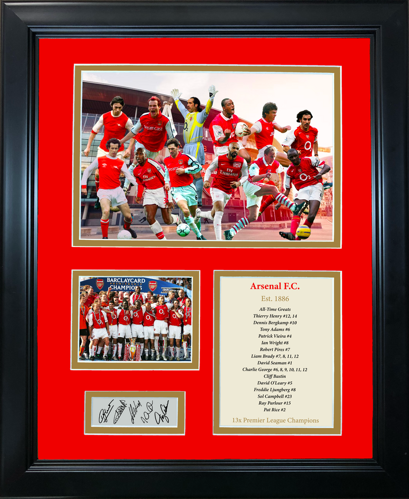 Framed Arsenal F.C. All-Time Greats Facsimile Laser Engraved Signature Auto 11"x14"Futbol Soccer Photo Sig Collage (ONLINE ORDER ONLY)