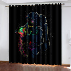 Astronaut Curtains Pattern Blackout Window Drapes (Online Order Only)