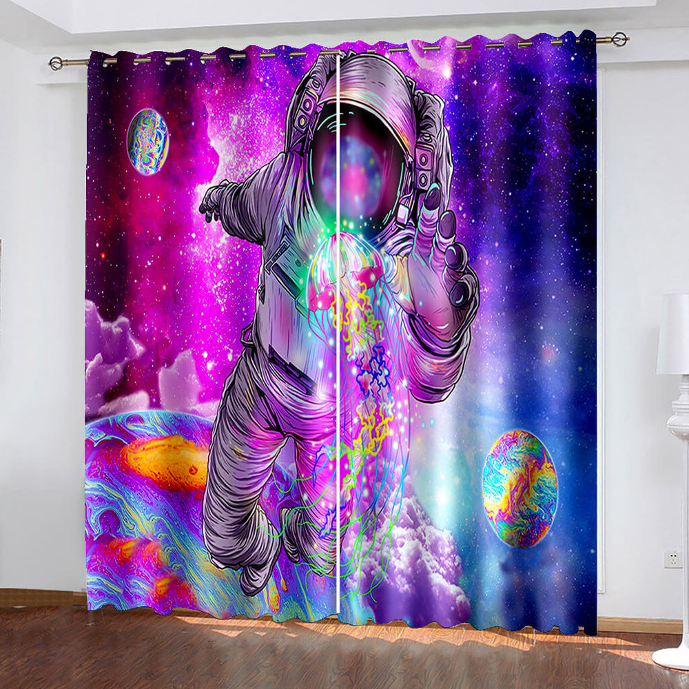 Astronaut Curtains Pattern Blackout Window Drapes (Online Order Only)