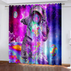 Astronaut Curtains Pattern Blackout Window Drapes (Online Order Only)