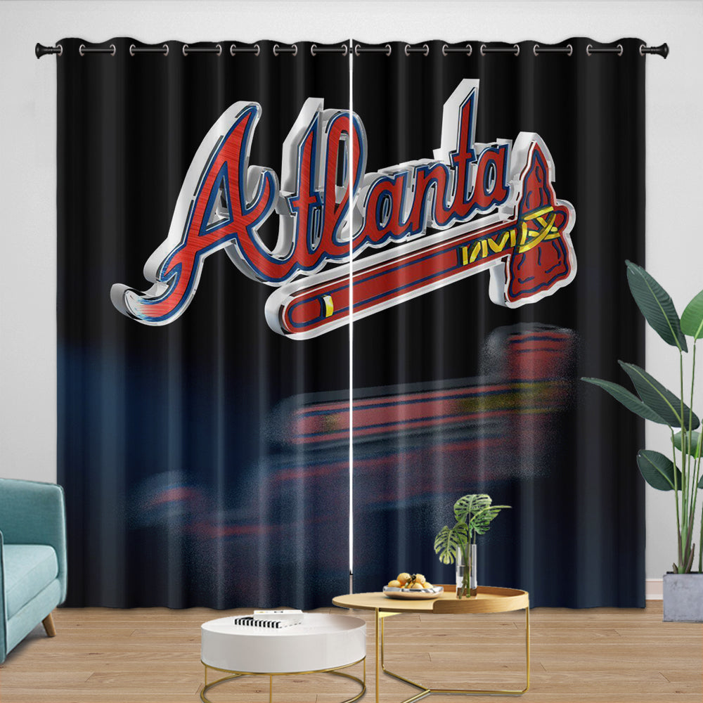 Atlanta Braves Curtains Blackout Window Drapes Room Decoration (Online Order Only)