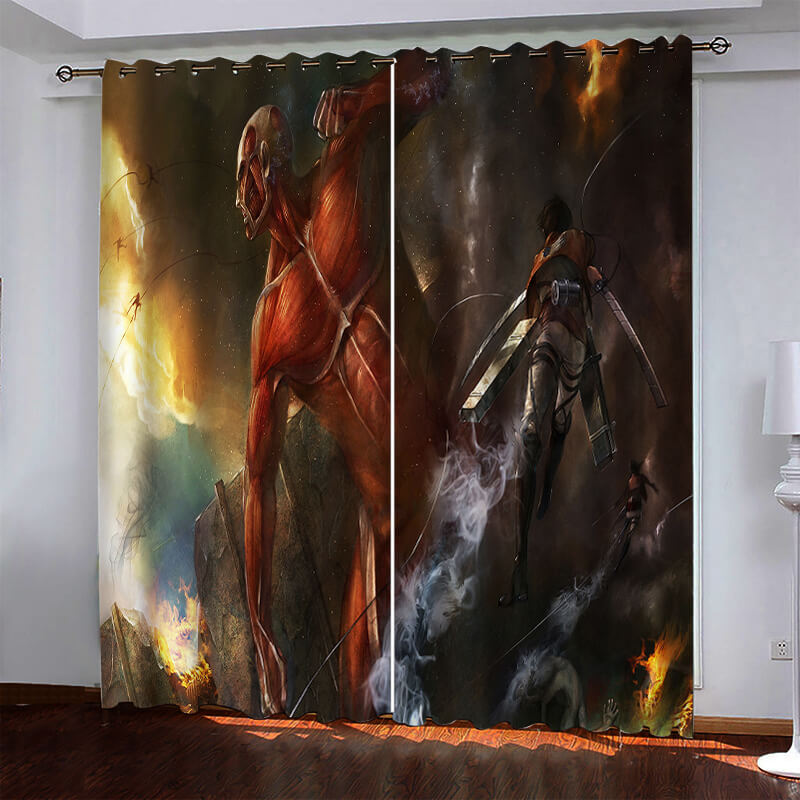 Attack On Titan Pattern Curtains Blackout Window Drapes (Online Order Only)
