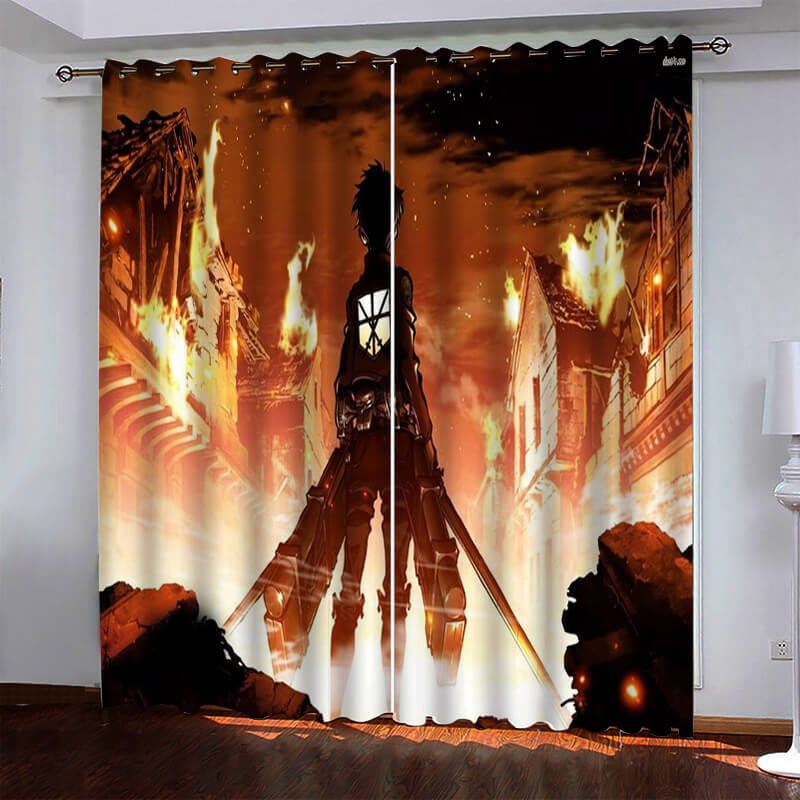 Attack On Titan Pattern Curtains Blackout Window Drapes (Online Order Only)