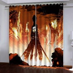Attack On Titan Pattern Curtains Blackout Window Drapes (Online Order Only)