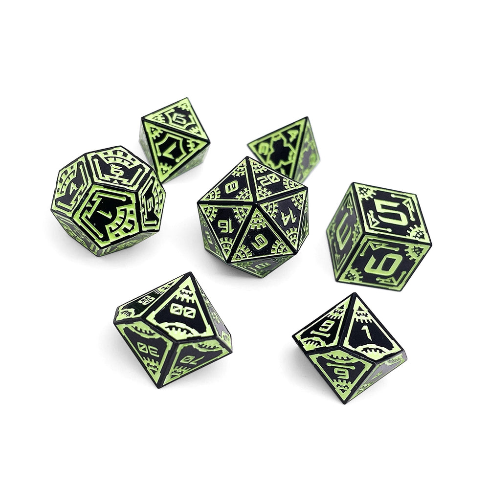 Aurora Lights - Space Dice 7 Piece RPG Set Alloy Metal Dice (Online Only)