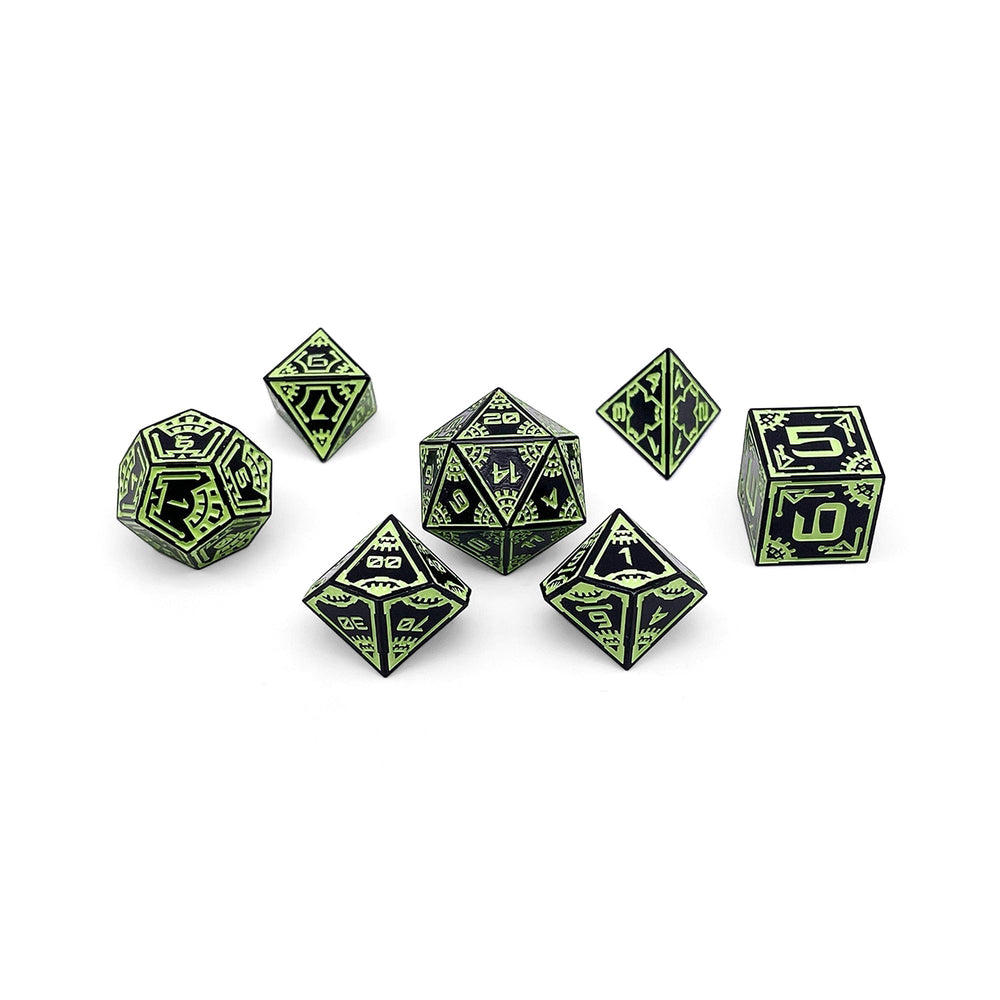 Aurora Lights - Space Dice 7 Piece RPG Set Alloy Metal Dice (Online Only)