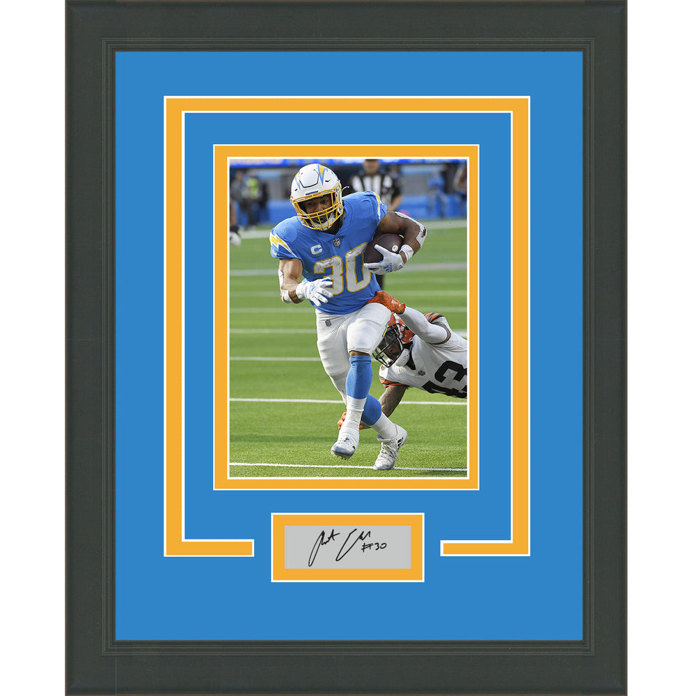 Framed Austin Ekeler Facsimile Laser Engraved Signature Auto Los Angeles Chargers 11x14 Football Photo (ONLINE ORDER ONLY)
