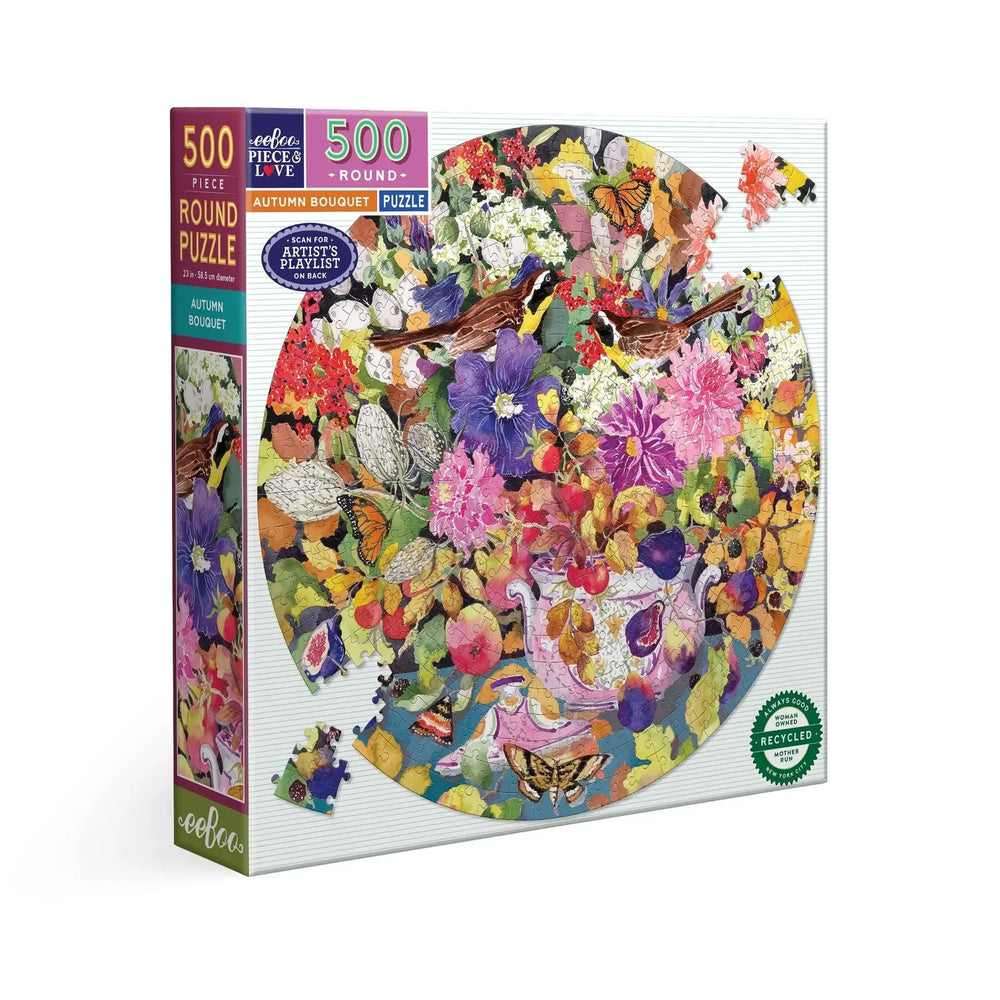 Autumn Bouquet 500 Piece Round Jigsaw Puzzle eeBoo (ONLINE ORDER ONLY)