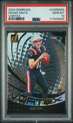 Graded 2024 Panini Donruss Drake Maye #VORDMA Vortex Rookie RC Football Card PSA 10 Gem Mint (ONLINE ORDER ONLY)