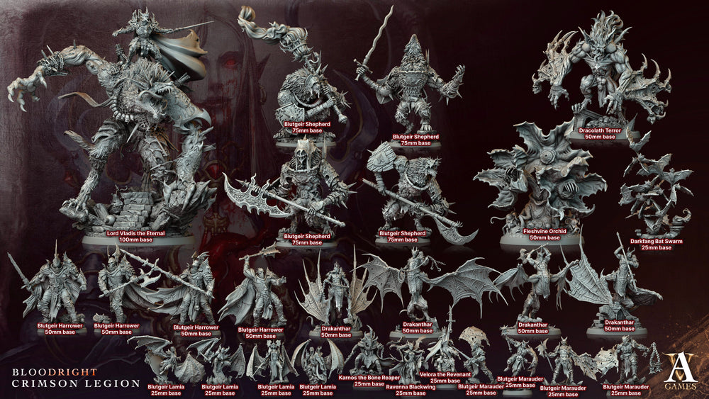 3D Printed Archvillain Games Lord Vladis - The Eternal Bloodright - Crimson Legion 28 32mm D&D (Online Only)