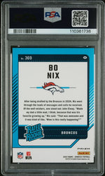 Graded 2024 Donruss Bo Nix #369 Optic Preview Red Wave Rookie RC Football Card PSA 10 Gem Mint (ONLINE ORDER ONLY)