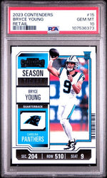 Graded 2023 Panini Contenders Retail Bryce Young #15 Rookie RC Football Card PSA 10 Gem Mint (ONLINE ORDER ONLY)