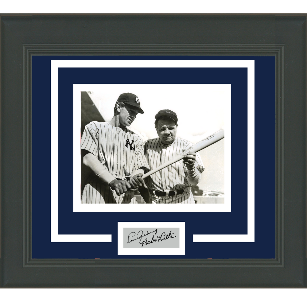 Framed Babe Ruth Lou Gehrig Facsimile Laser Engraved Signature Dual Auto New York Yankees 11x14 Baseball Photo (ONLINE ORDER ONLY)