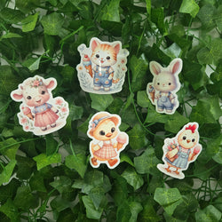 Baby Farm Animals Eating Ice Cream Sticker (ONLINE ORDER ONLY)