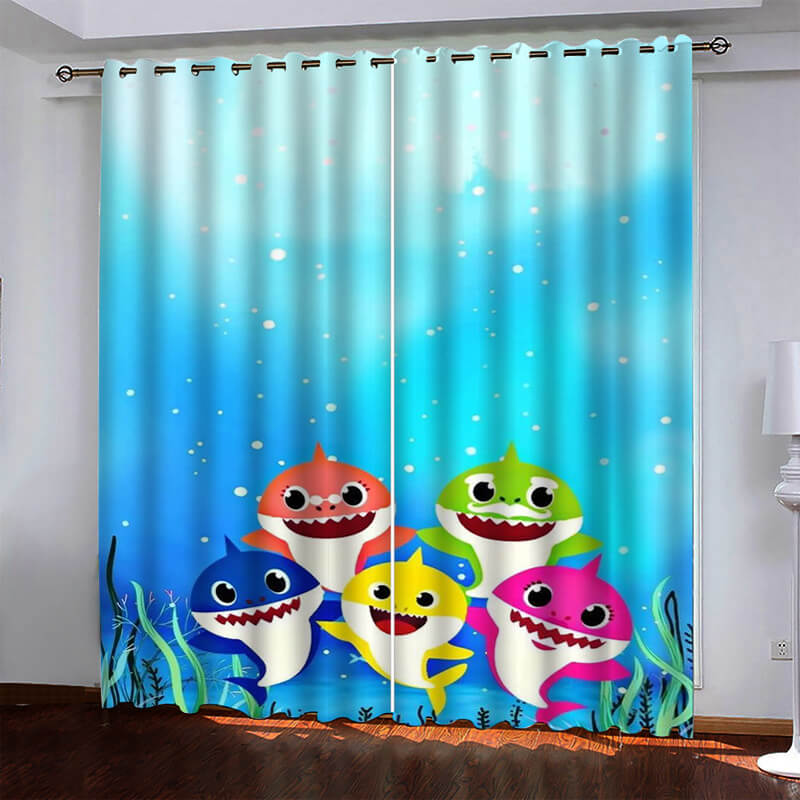 Baby Shark Pattern Curtains Blackout Window Drapes (Online Order Only)