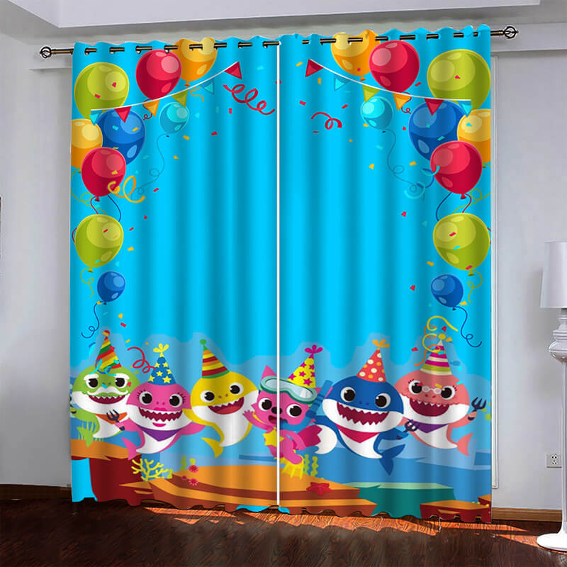 Baby Shark Pattern Curtains Blackout Window Drapes (Online Order Only)