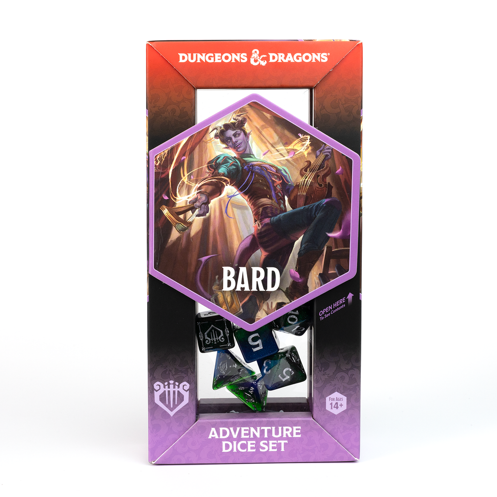 D&D Adventure Dice Set - Bard Edition | Blue/Green 15pc Collection (ONLINE ORDER ONLY)