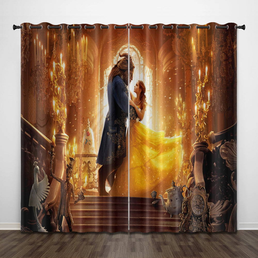 Beauty and the Beast Curtains Pattern Blackout Window Drapes (Online Order Only)