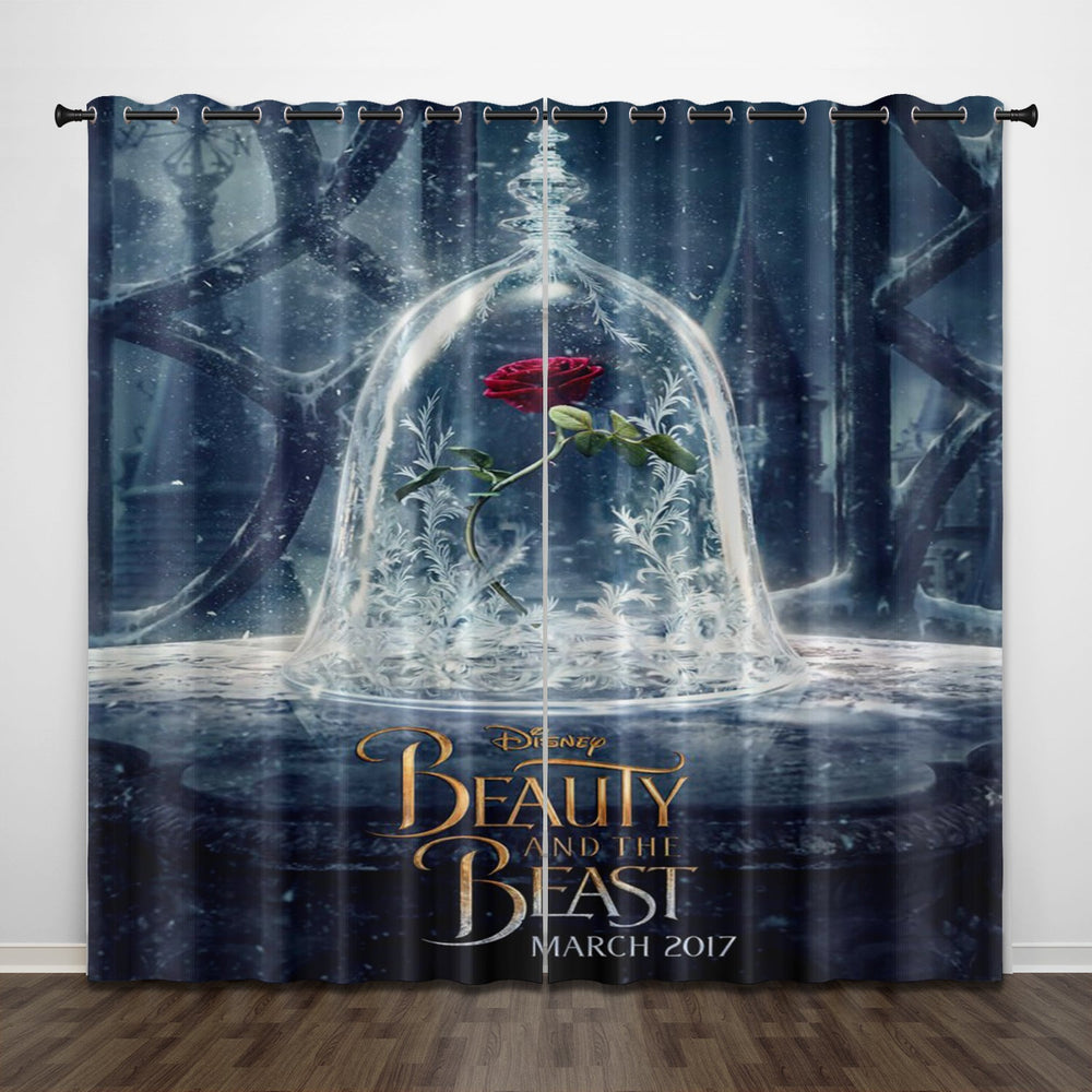 Beauty and the Beast Curtains Pattern Blackout Window Drapes (Online Order Only)