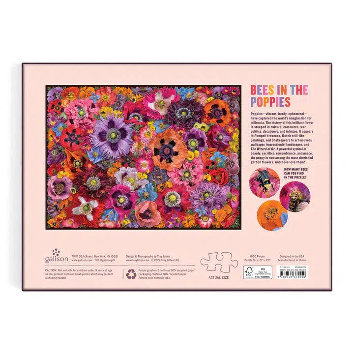Bees in the Poppies 1000 Piece Jigsaw Puzzle Galison (ONLINE ORDER ONLY)