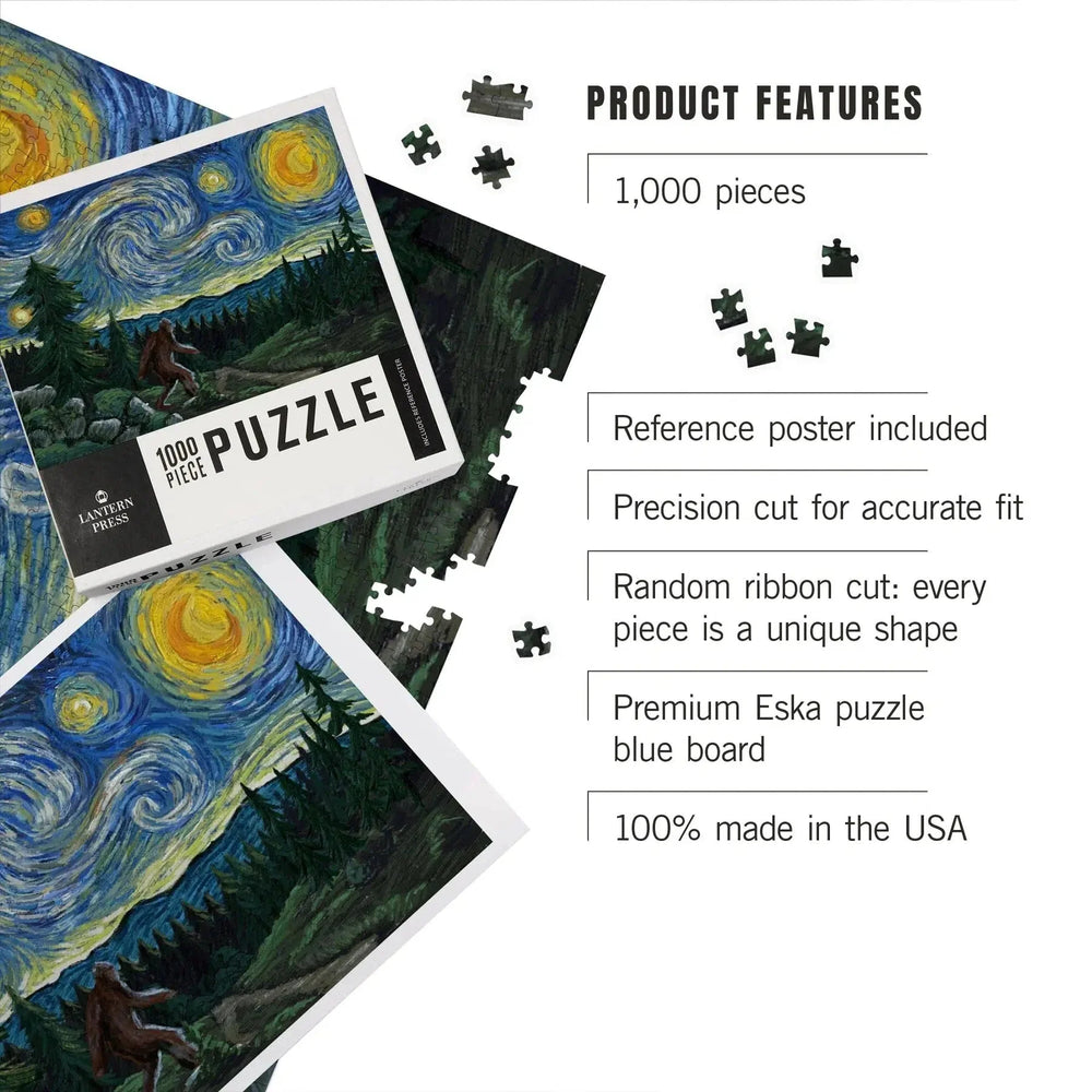 Bigfoot Starry Night 1000 Piece Jigsaw Puzzle Lantern Press (ONLINE ORDER ONLY)