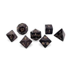 Black Striped Marble - 7 Piece RPG Set Gemstone Dice (Online Only)