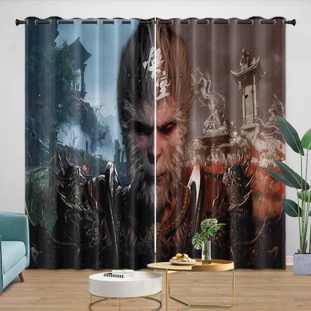 Black Myth Wukong Curtains Blackout Window Drapes Room Decoration (Online Order Only)