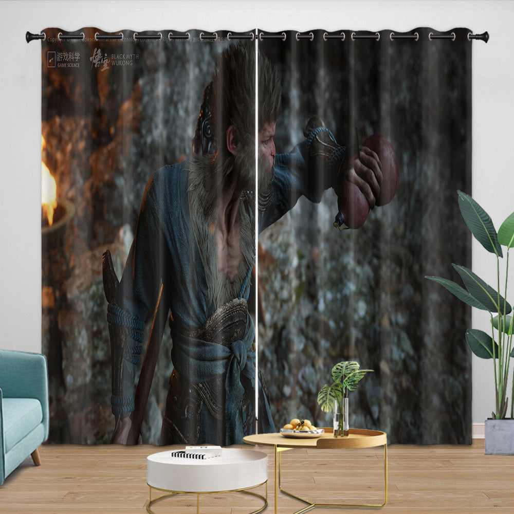 Black Myth Wukong Curtains Blackout Window Drapes Room Decoration (Online Order Only)