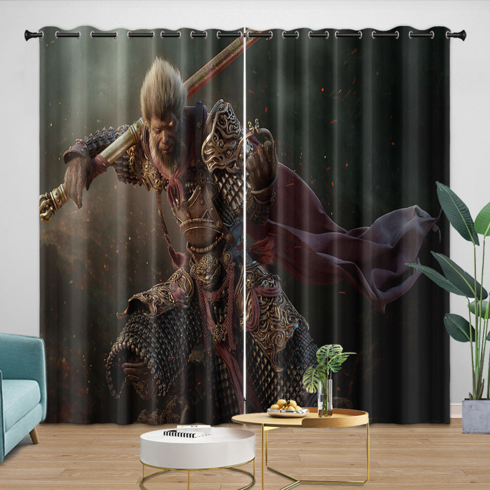 Black Myth Wukong Curtains Blackout Window Drapes Room Decoration (Online Order Only)