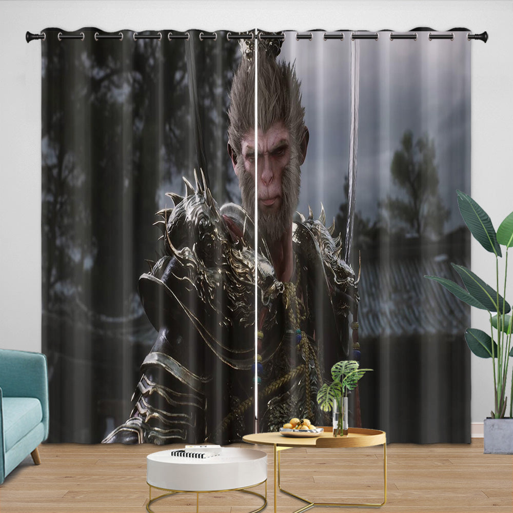 Black Myth Wukong Curtains Blackout Window Drapes Room Decoration (Online Order Only)