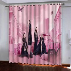 BlackPink Curtains Pattern Blackout Window Drapes (Online Order Only)