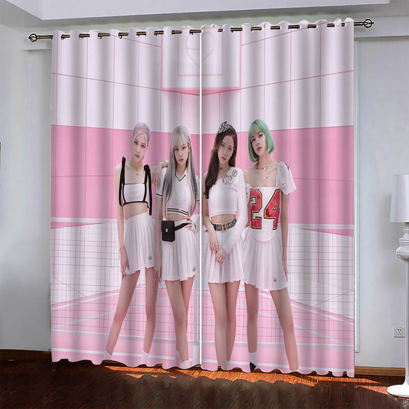 BlackPink Curtains Pattern Blackout Window Drapes (Online Order Only)