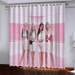 BlackPink Curtains Pattern Blackout Window Drapes (Online Order Only)