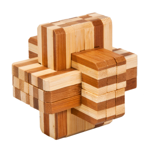 Block Cross 2 3D Bamboo Puzzle Fridolin (ONLINE ORDER ONLY)